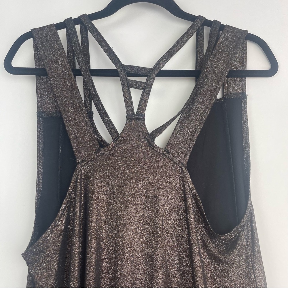 RVCA Bronze Metallic Strappy Mini Tank Dress Size Large - Picture 2 of 5